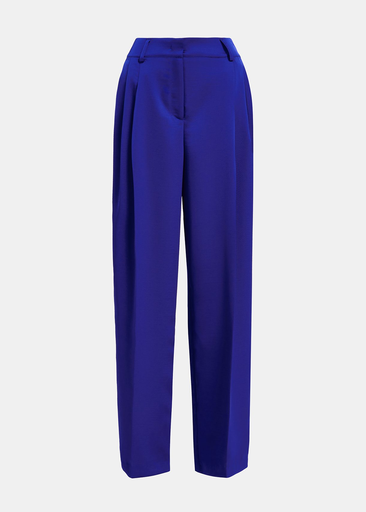 Blaue Satinhose mit konischem Bein