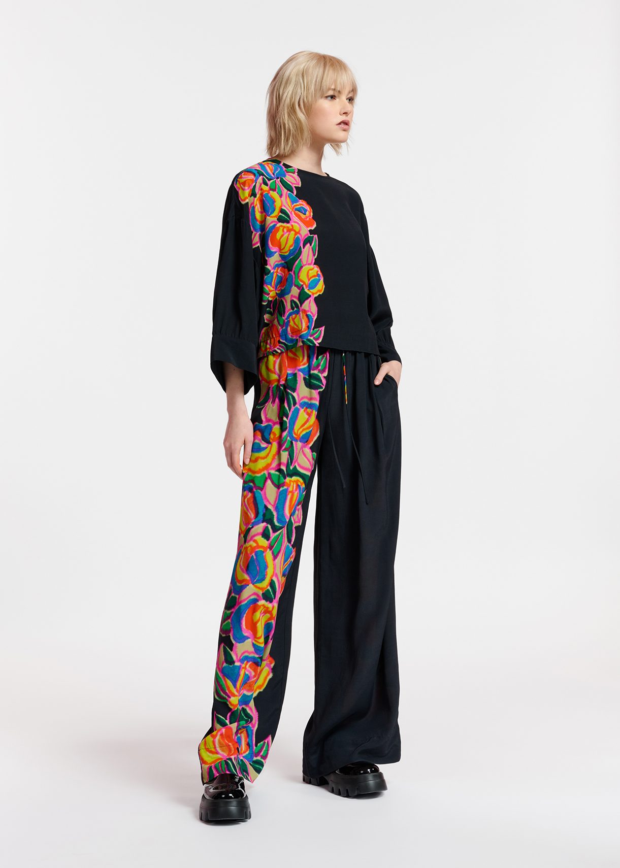 Floral print clearance wide leg pants