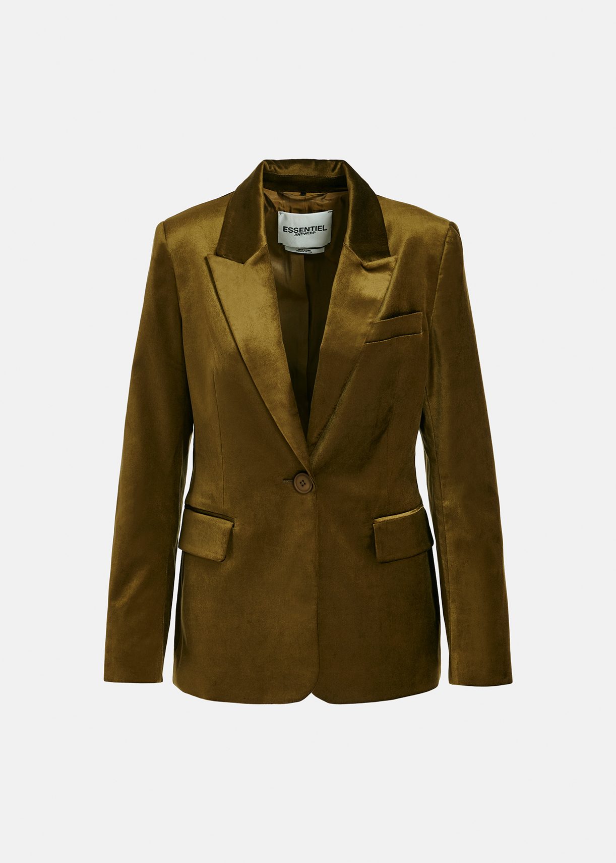 Khaki slim-fit velvet blazer