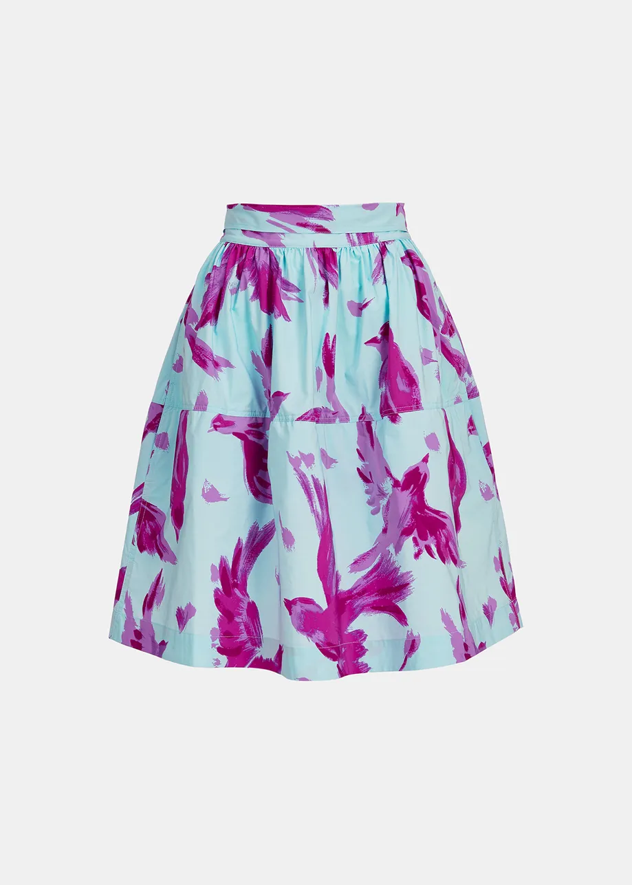 Light blue and purple gathered mini skirt