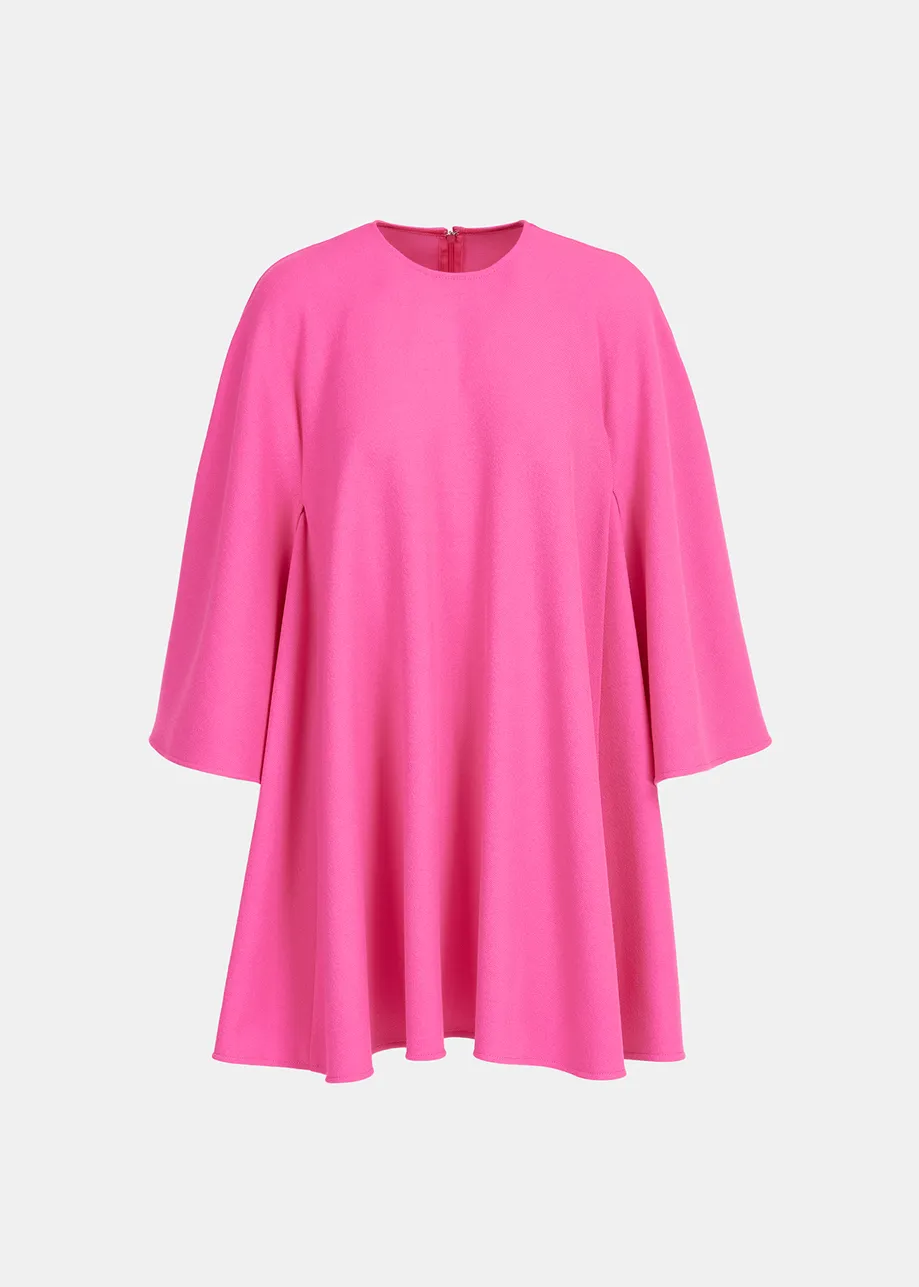 Pink A-line mini dress with cape-like sleeves
