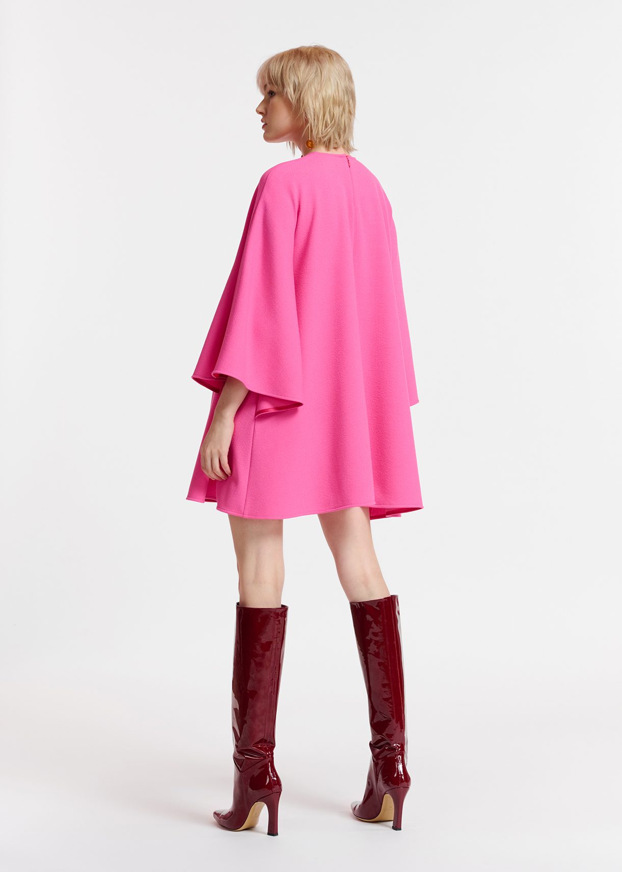 Pink A-line mini dress with cape-like sleeves | Essentiel Antwerp