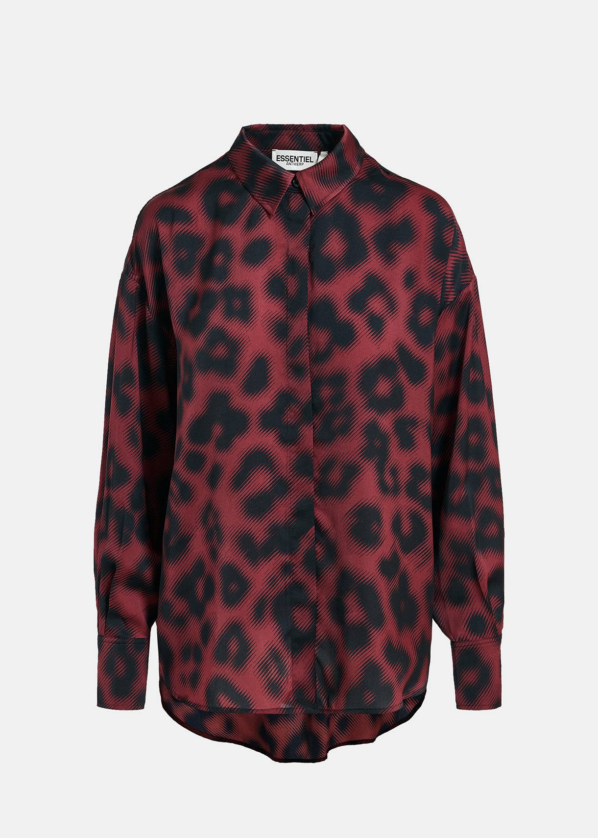 Maroon shirt with leopard print