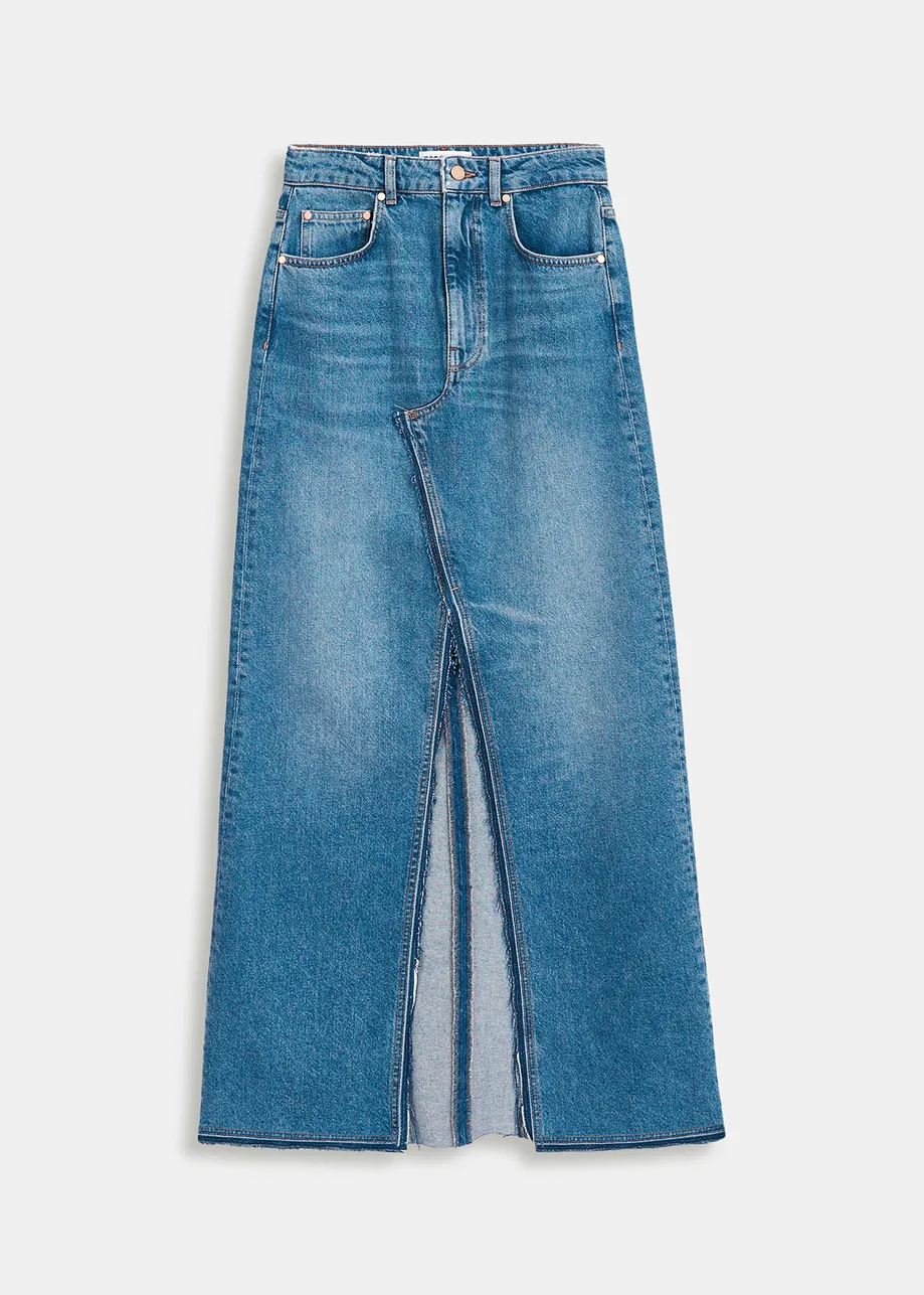 Blauwe maxi-jeansrok