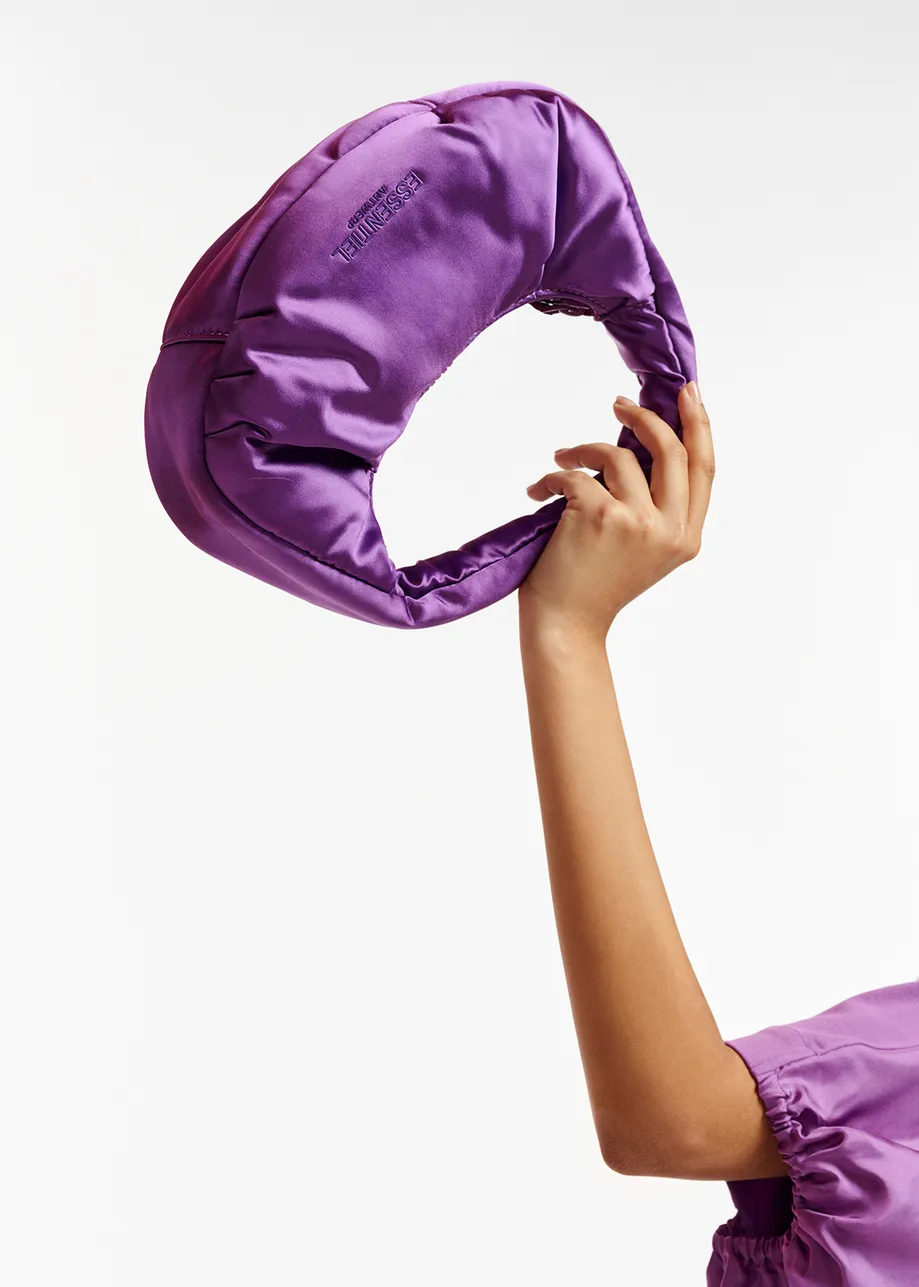 Purple satin handbag