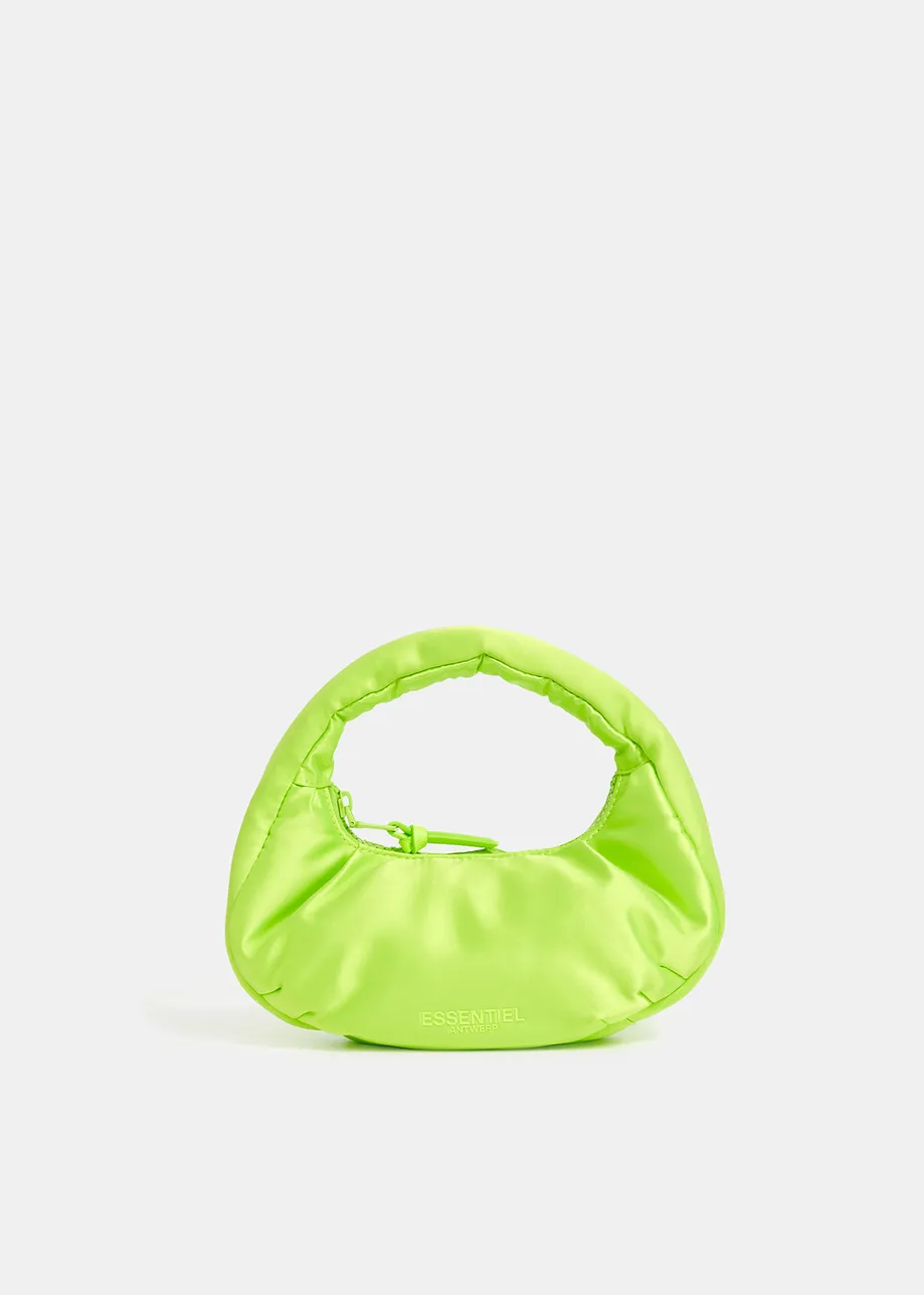 Neon yellow satin handbag