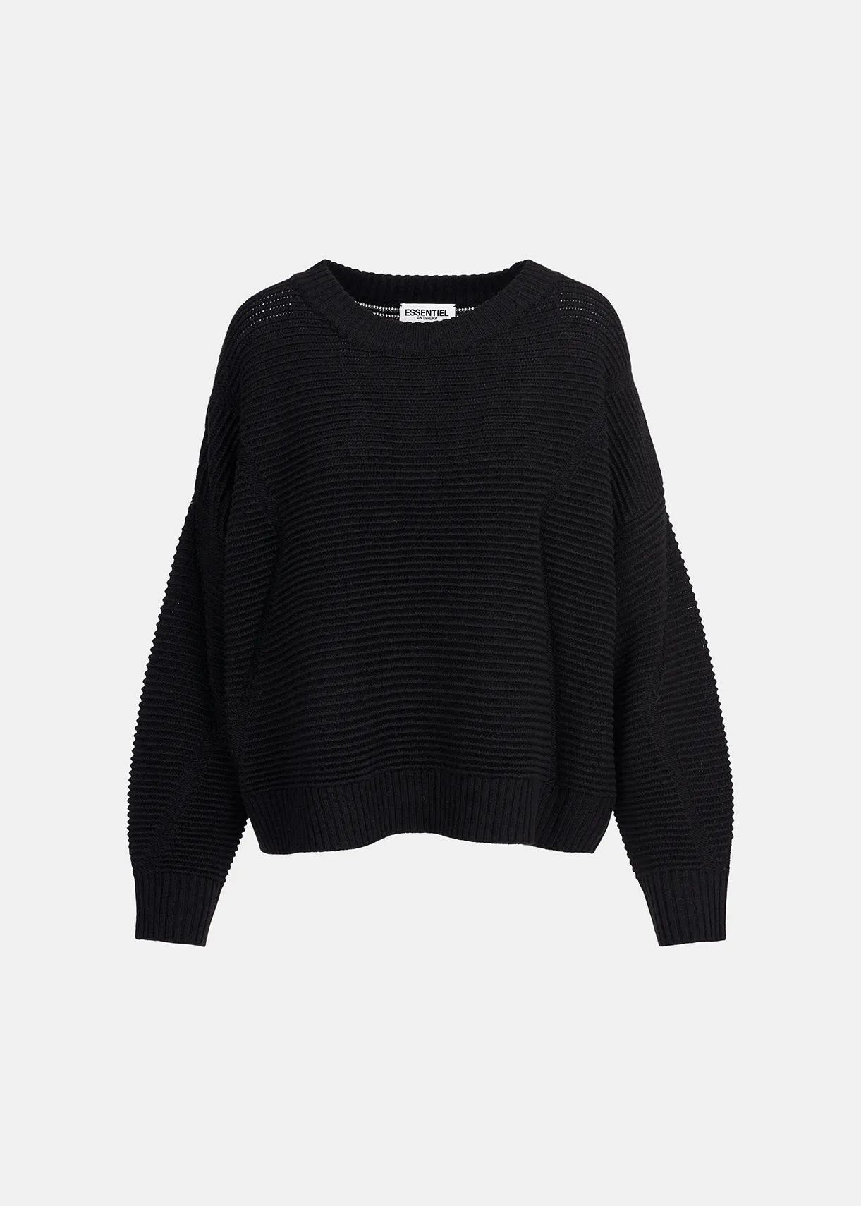 Black rib-knitted sweater