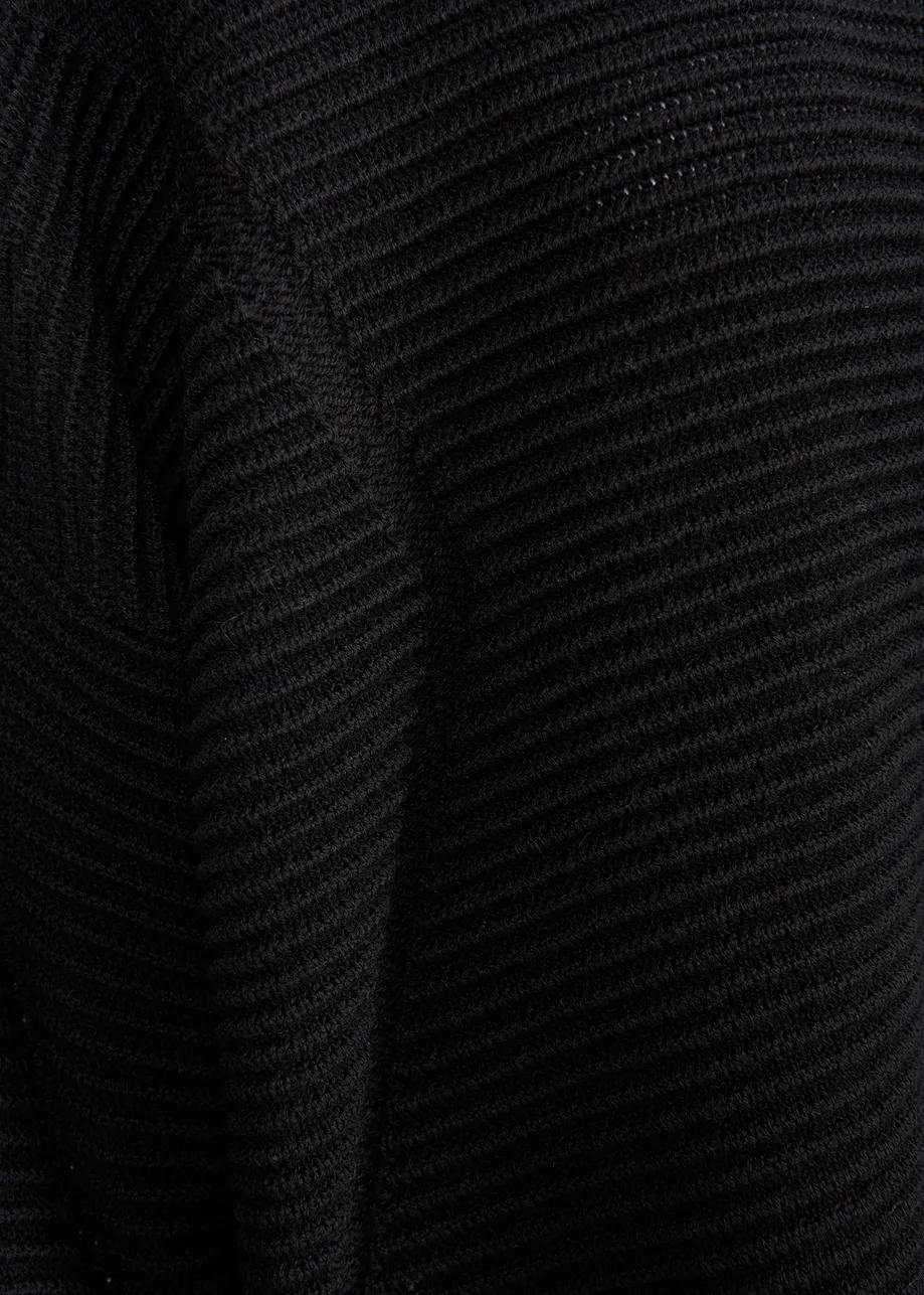 Black rib-knitted sweater | Essentiel Antwerp Belgium