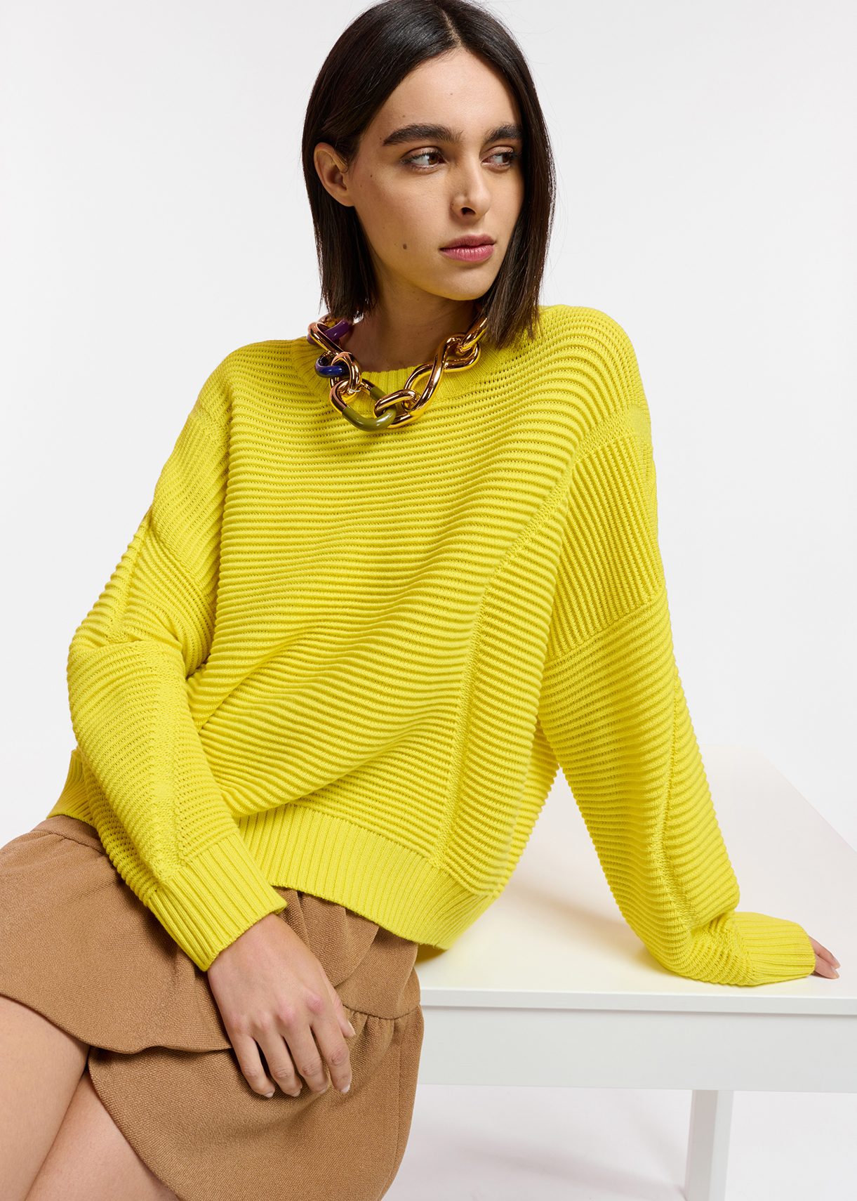 Yellow 2025 ribbed jumper