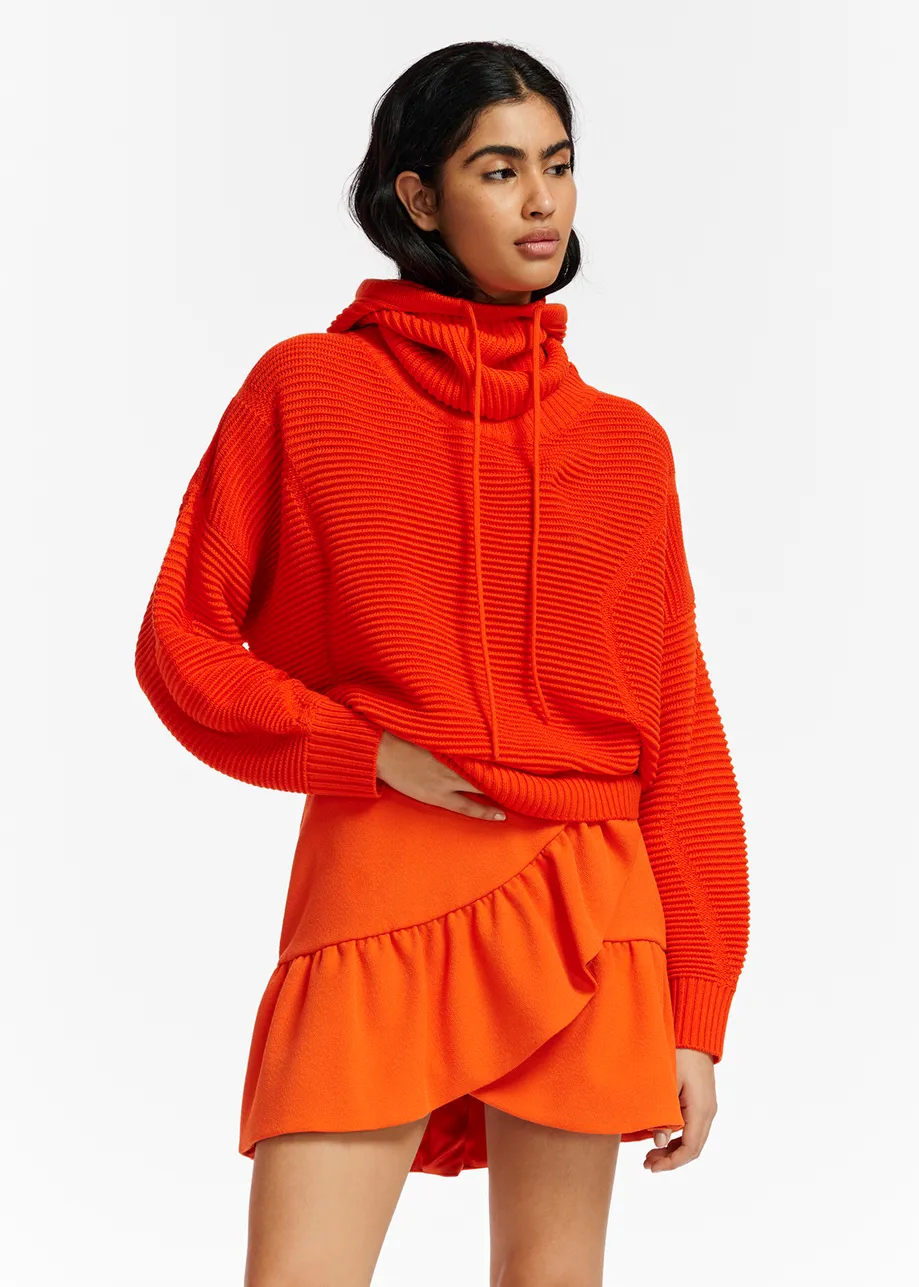 Orange rib-knitted sweater