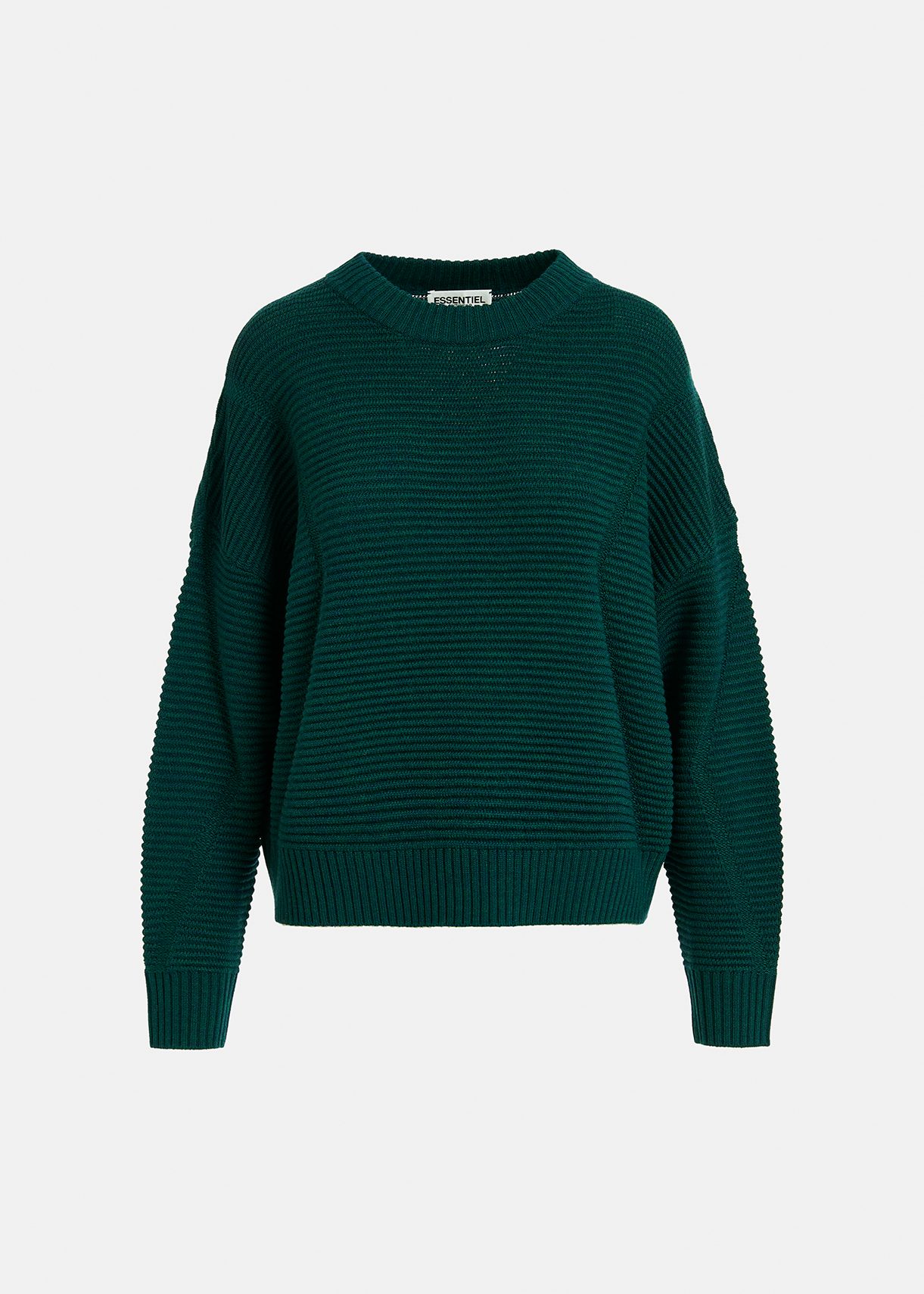 Dark green rib-knitted sweater