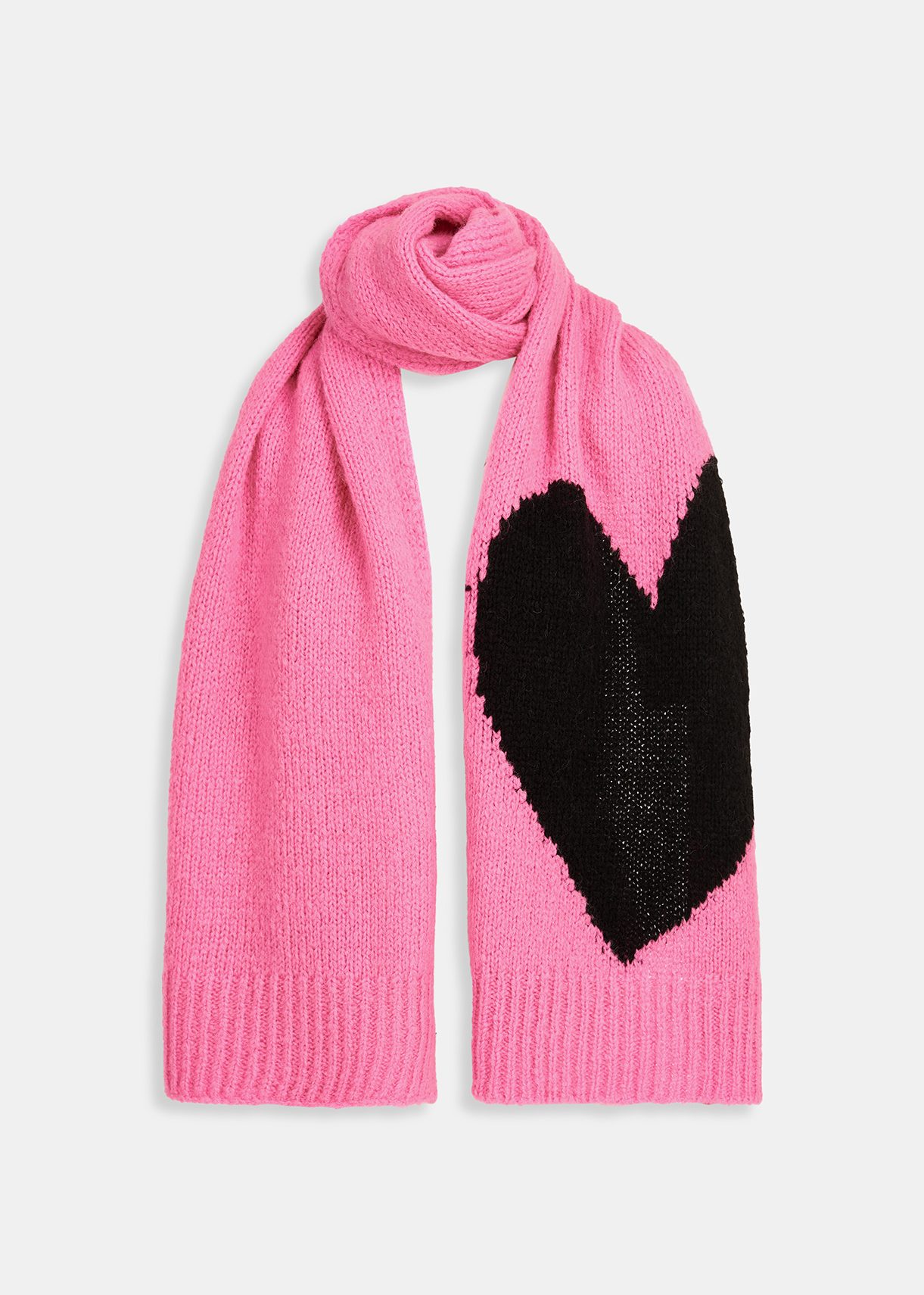 Pink and black heart intarsia-knit sweater | Essentiel Antwerp