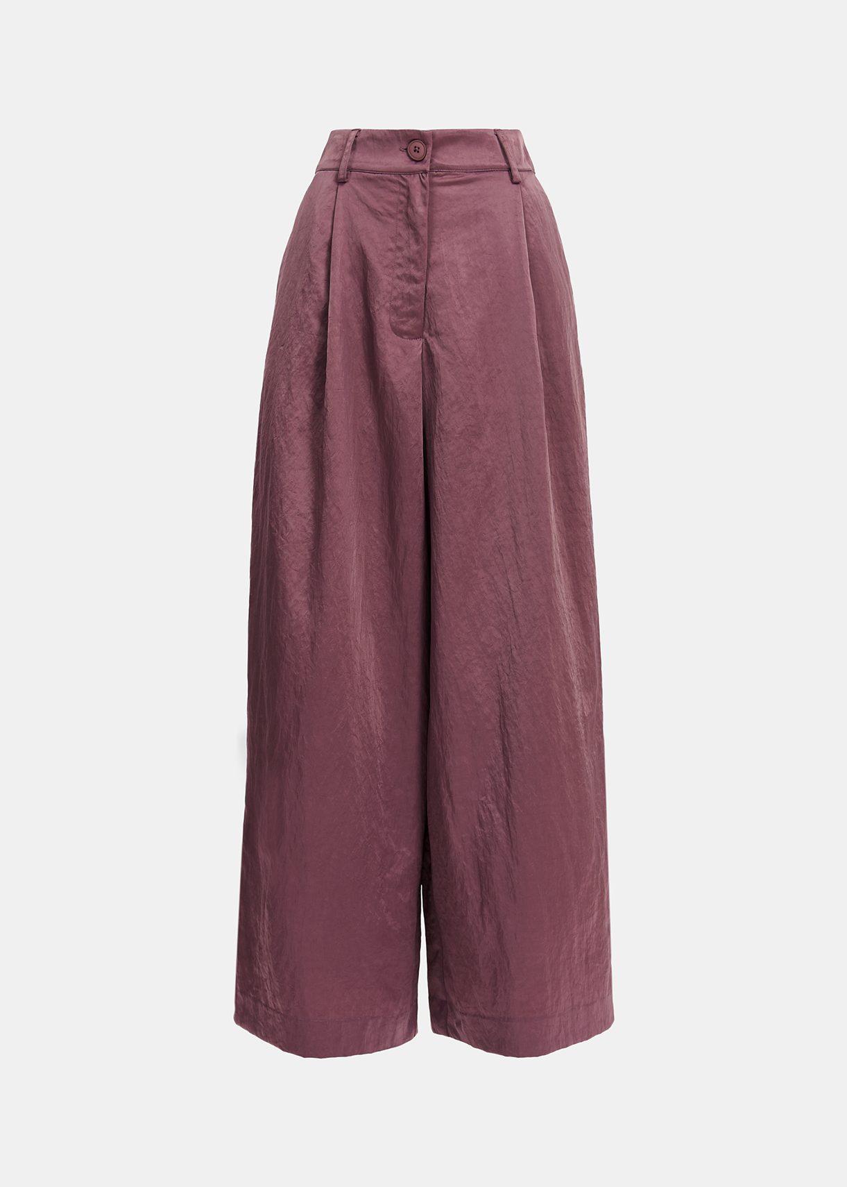 Lila Satinhose mit weitem Bein