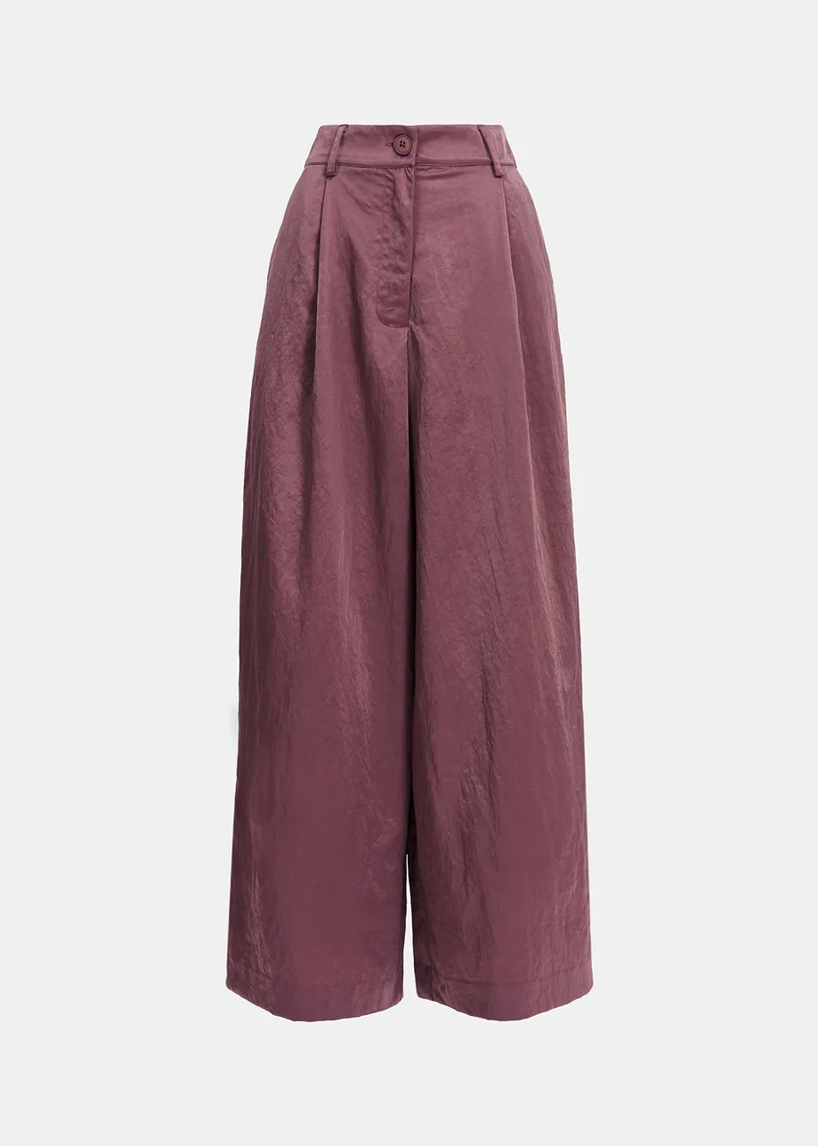 Mauve wide-leg satin pants
