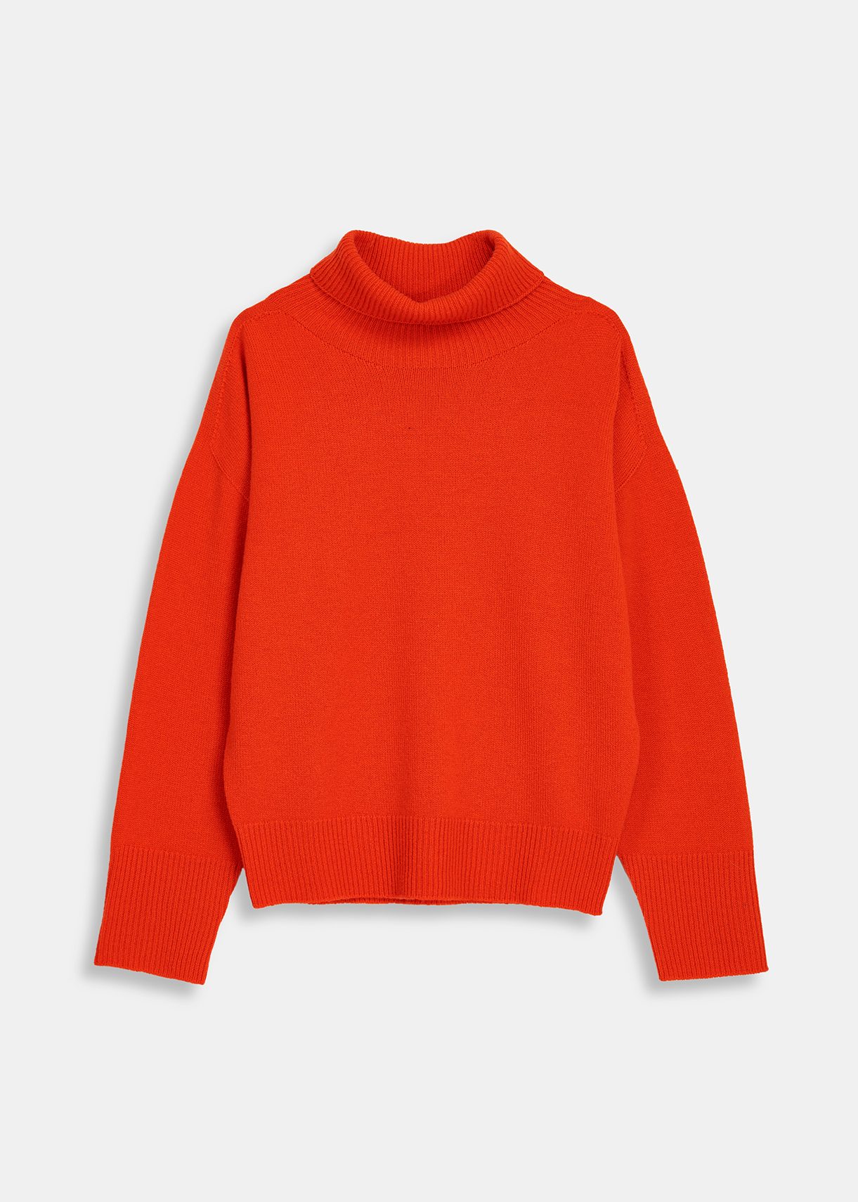 Red merino-cashmere turtleneck sweater