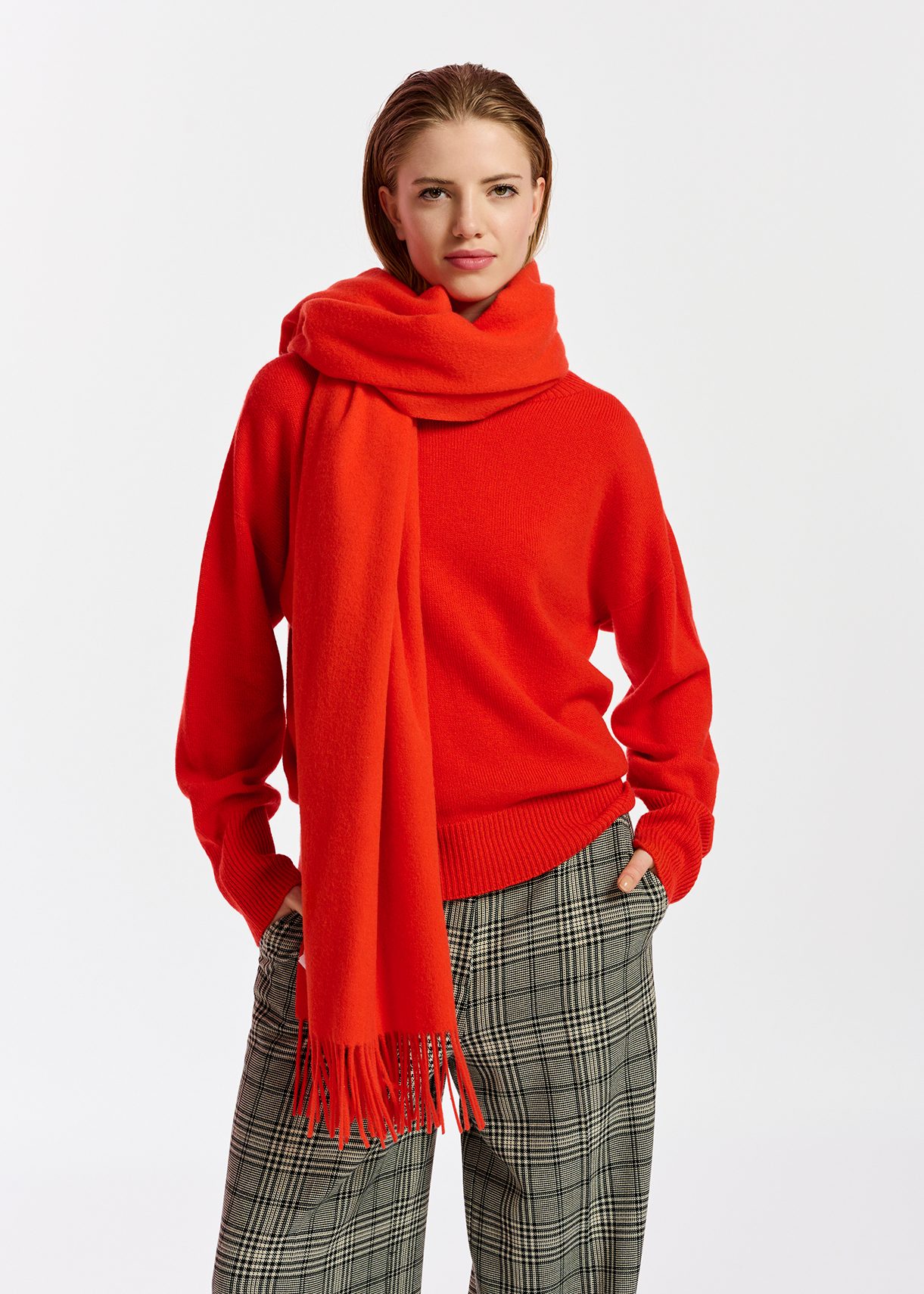 Pull cachemire rouge hot sale