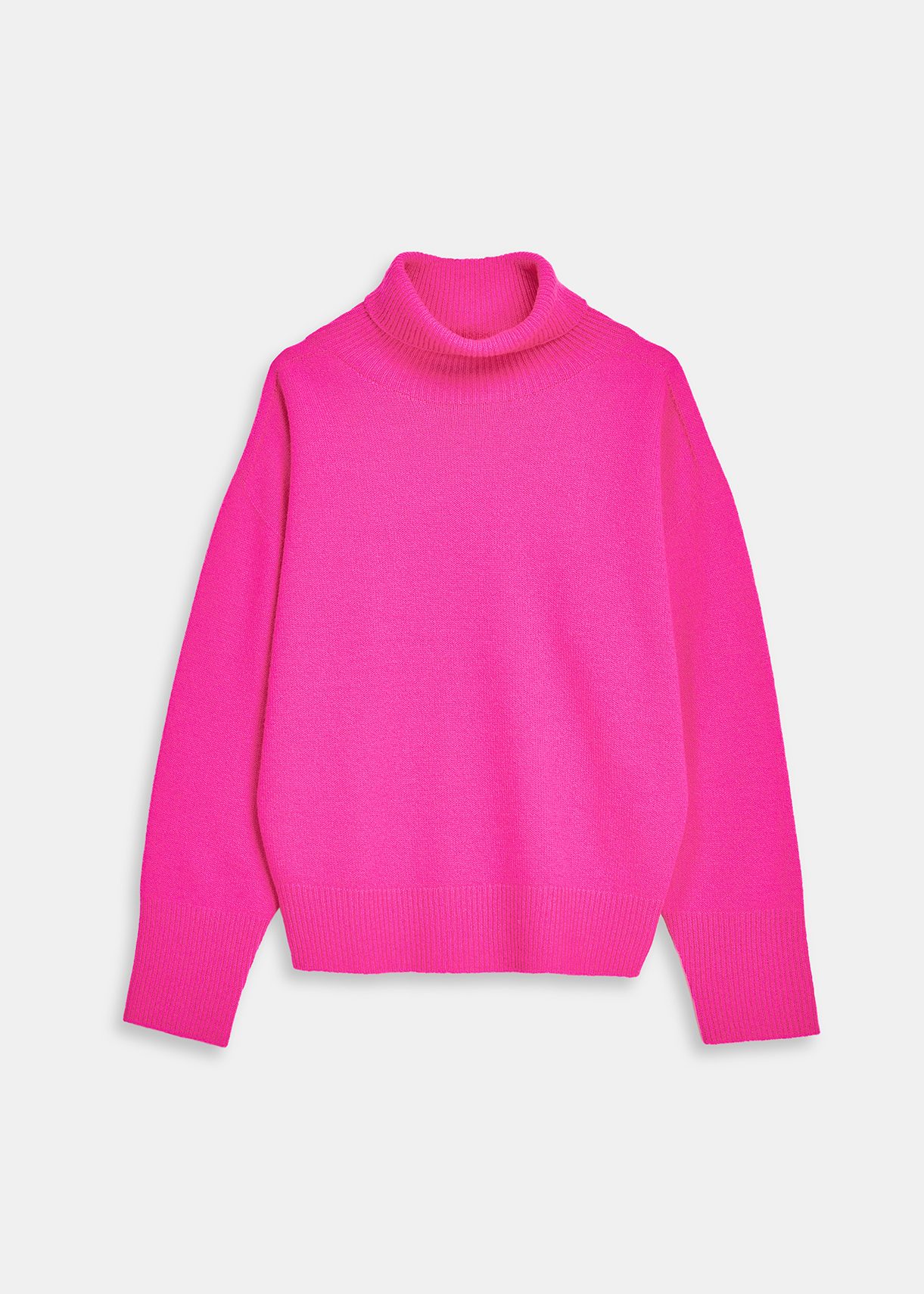 Neon pink merino-cashmere turtleneck sweater