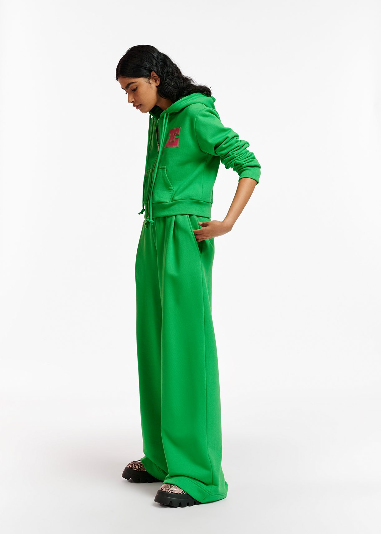 Green wide leg cotton jersey Essentiel Antwerp