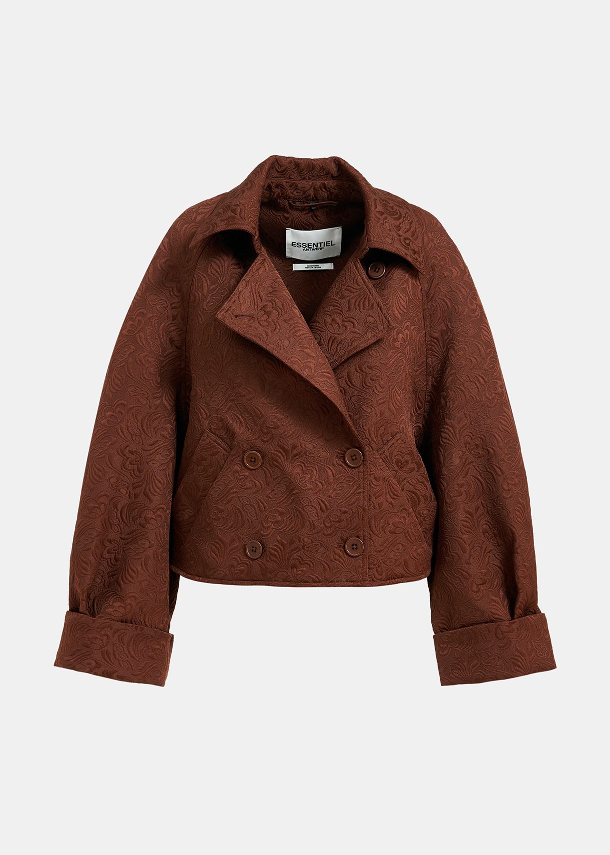 Brown jacquard double-breasted jacket 