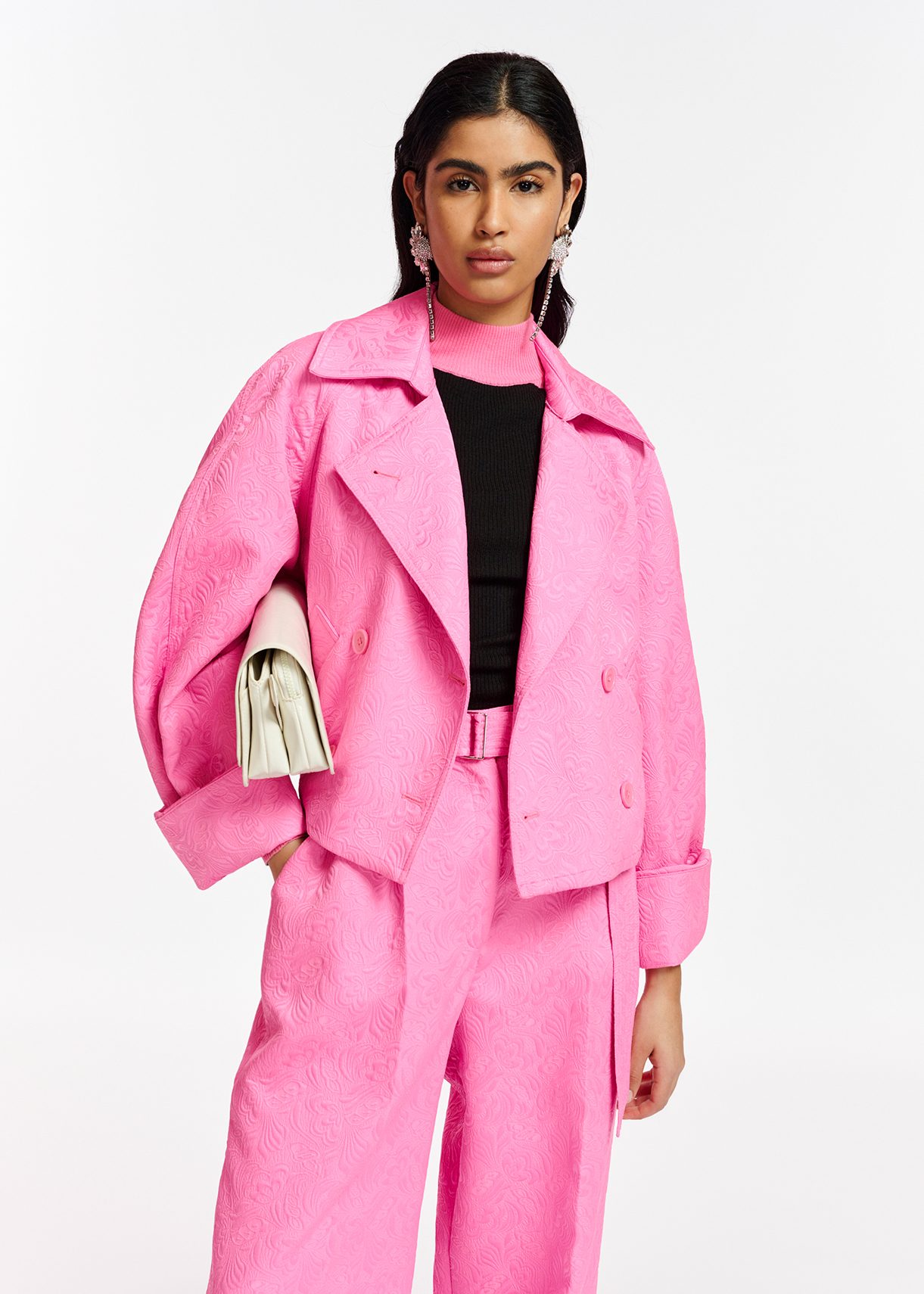 Pink double breasted on sale jacket