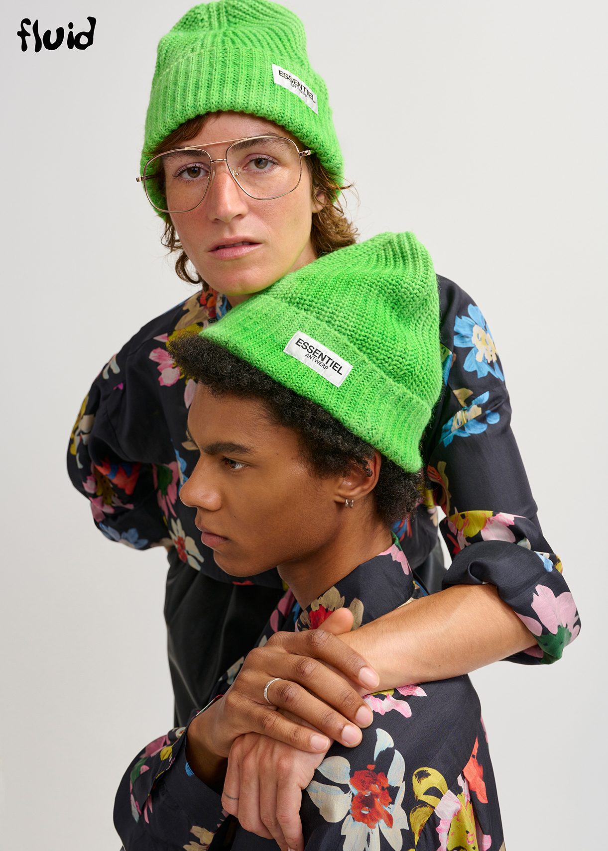 Neon green ribbed beanie with logo