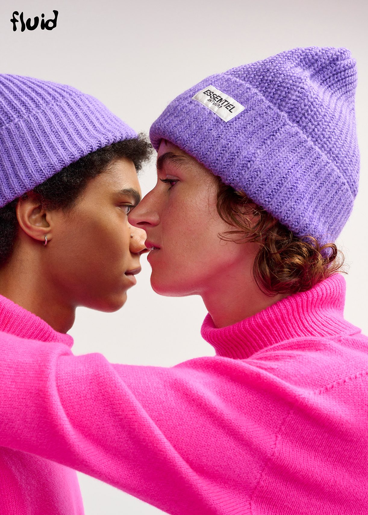 Purple ribbed beanie with logo