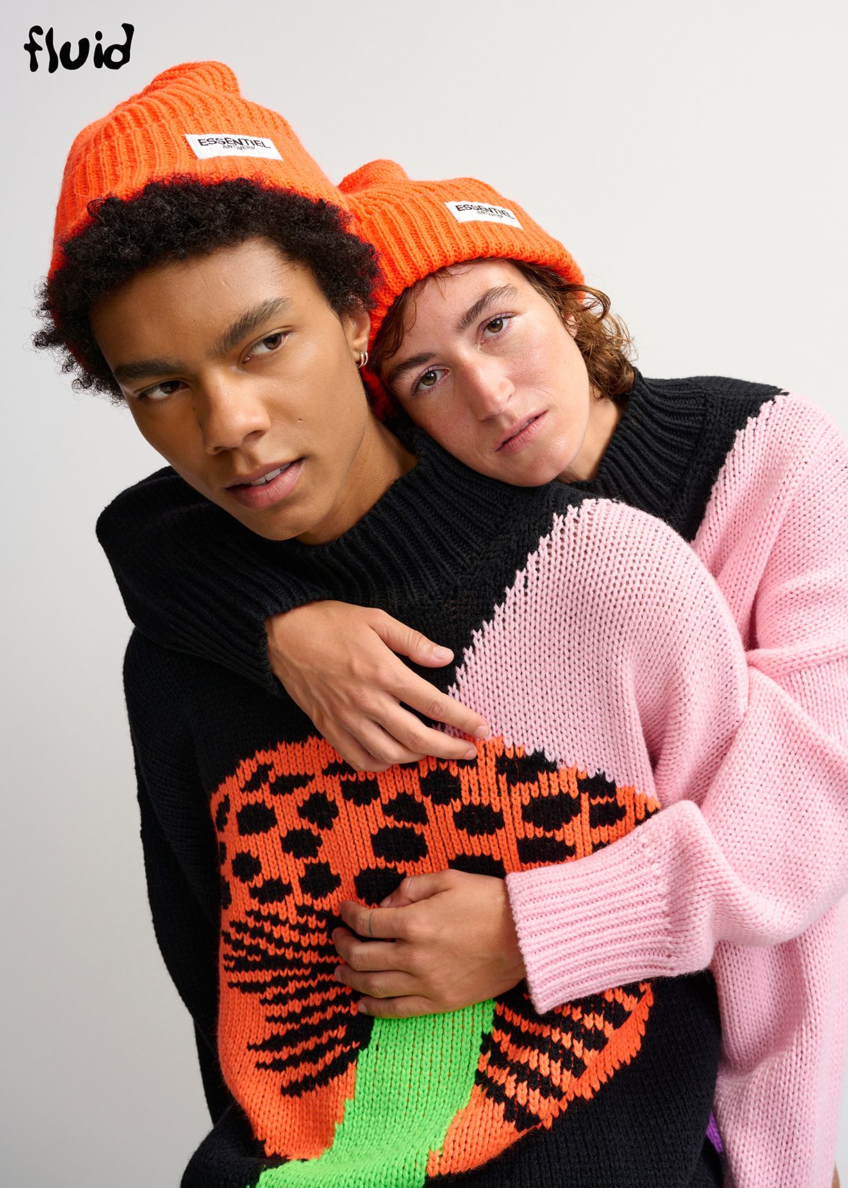 Orange ribbed beanie with logo