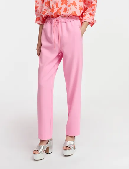 Light pink tapered-leg pants