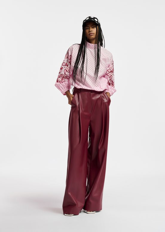 Burgundy faux leather pants