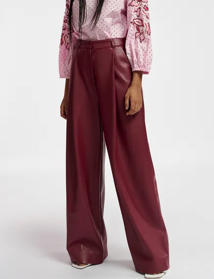 Bordeaux broek in faux leer