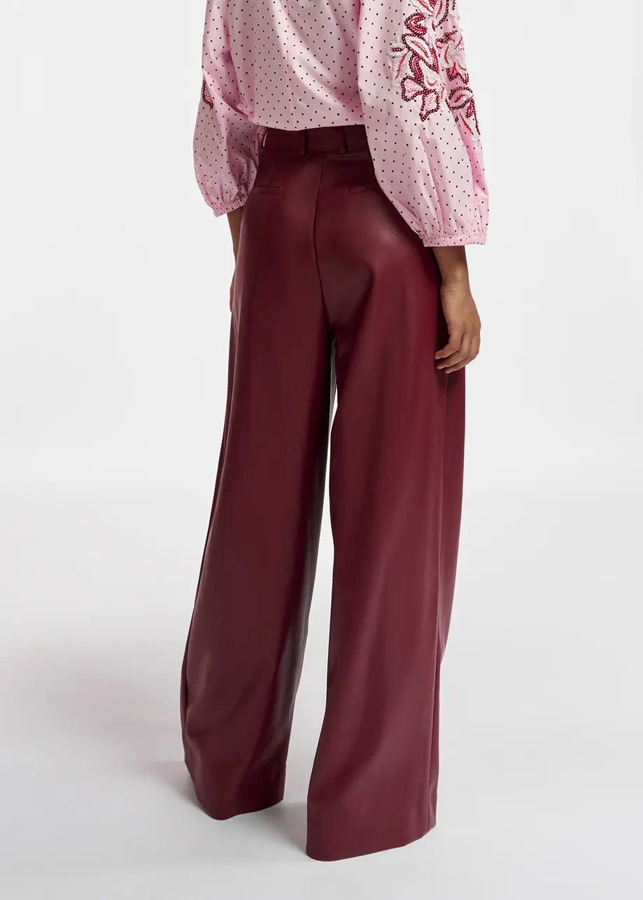 Red faux leather belted pants  Essentiel Antwerp United Kingdom