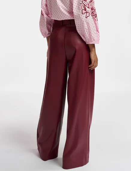 Burgundy faux leather pants