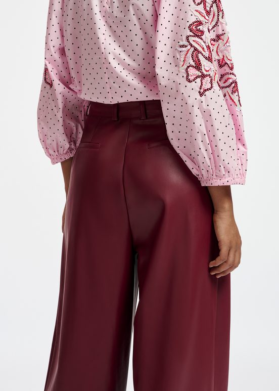 Burgundy faux leather pants