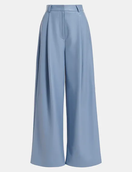 Pantalon en faux cuir bleu poudre