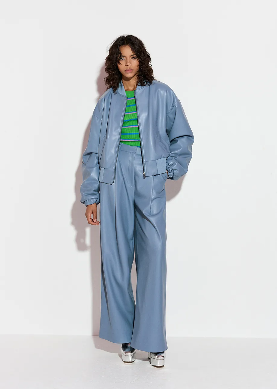 Powder blue faux leather pants
