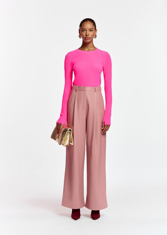 Pantalon en faux cuir vieux rose