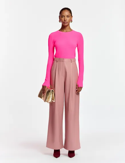 Pantalon en faux cuir vieux rose