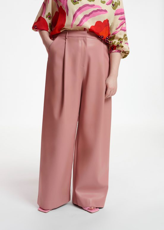 Vintage roze broek in faux leer