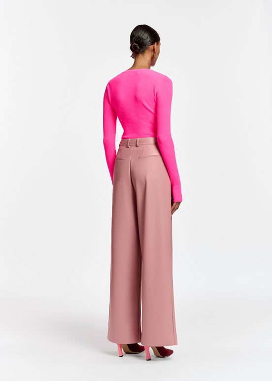 Pantalon en faux cuir vieux rose