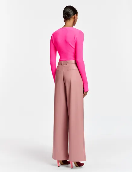 Pantalon en faux cuir vieux rose