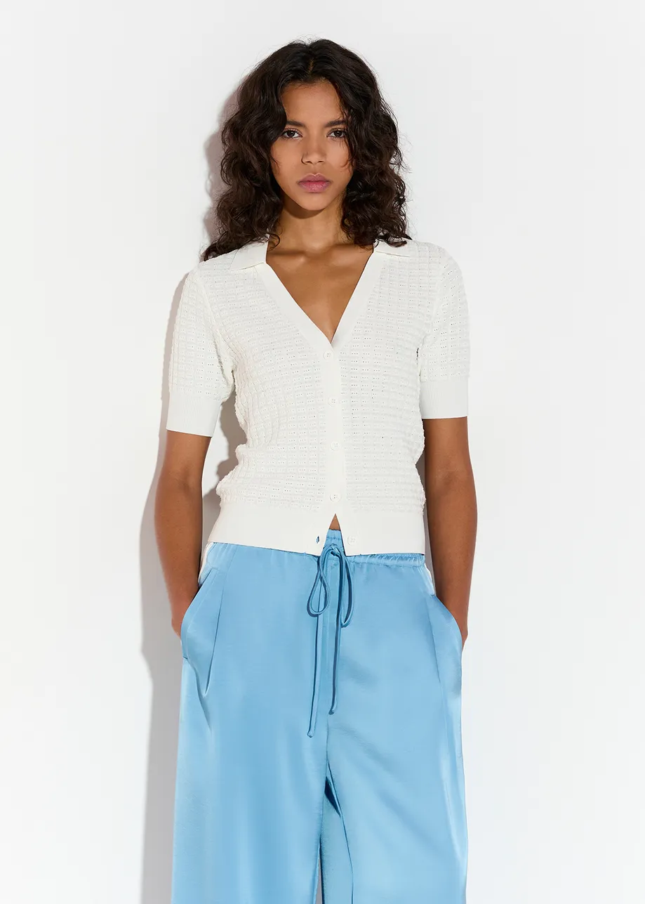Off-white knitted V-neck top