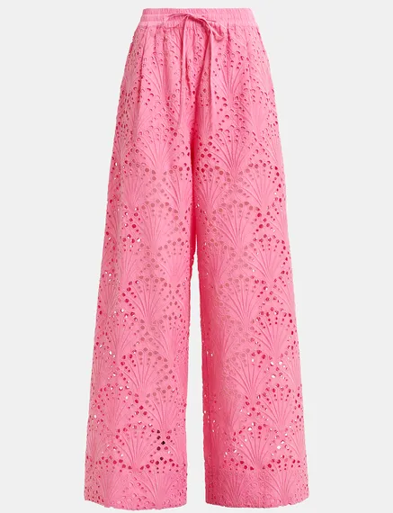 Pink broderie anglaise cotton pants