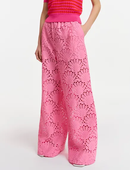 Pink broderie anglaise cotton pants