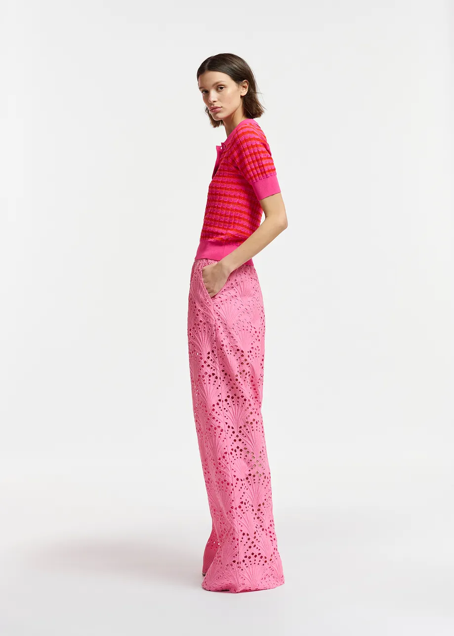 Pink broderie anglaise cotton pants