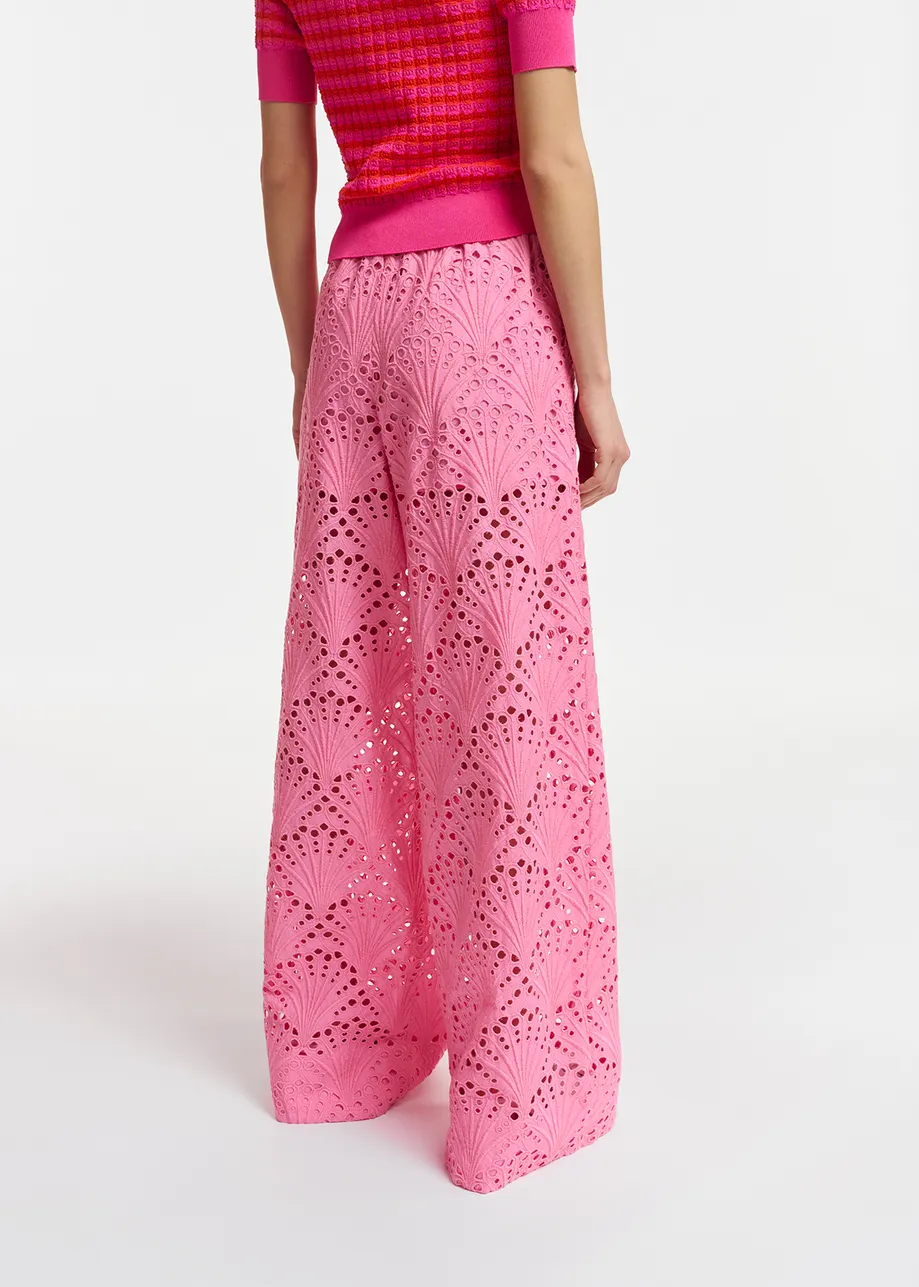 Pink broderie anglaise cotton pants