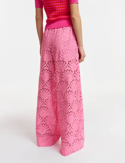 Pink broderie anglaise cotton pants