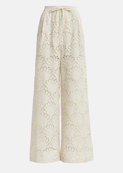 Off-white broderie anglaise cotton pants