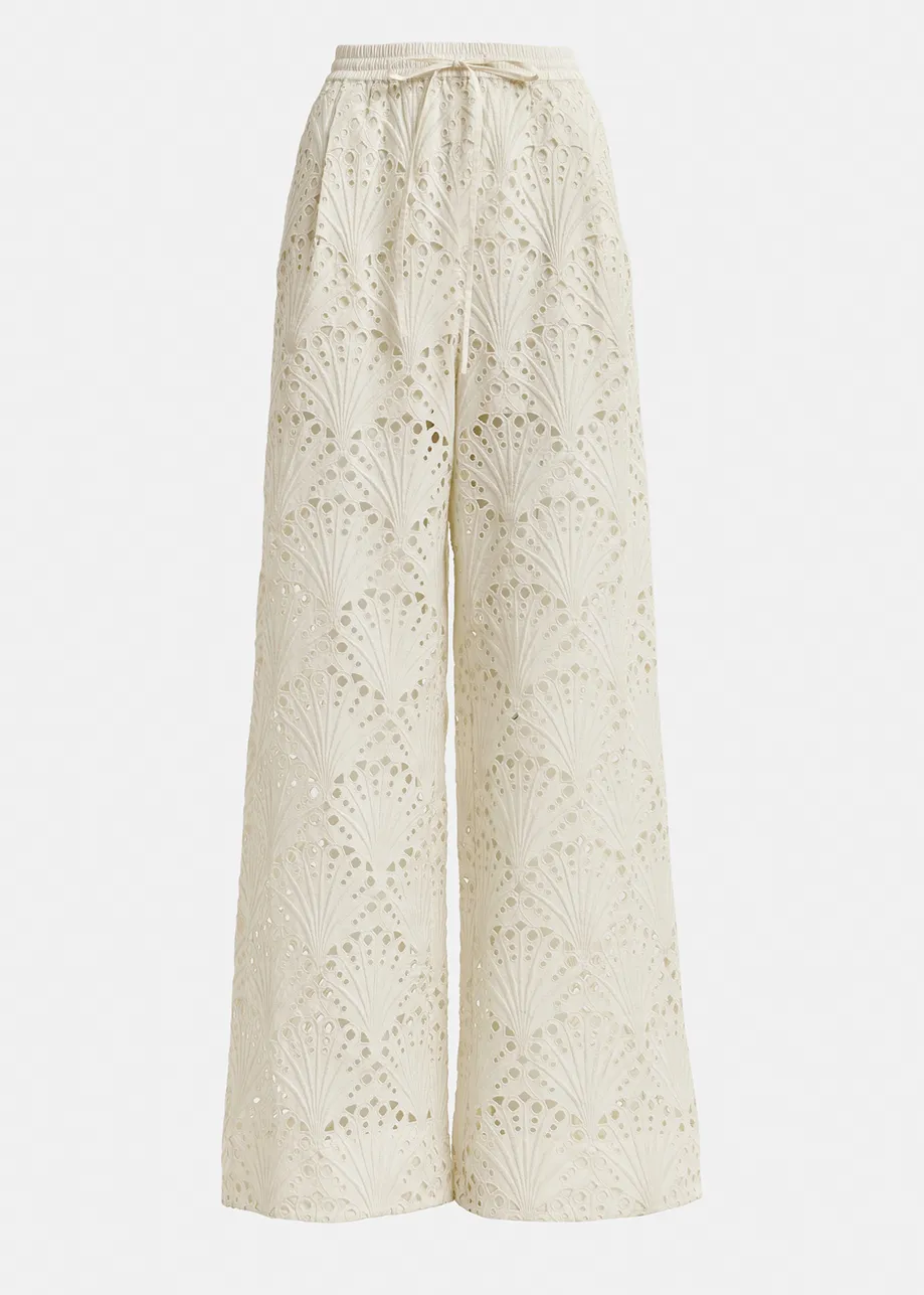 Off-white broderie anglaise cotton pants