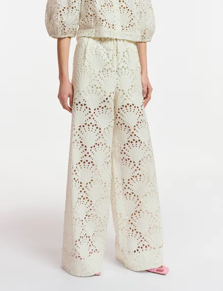 Off-white broderie anglaise cotton pants