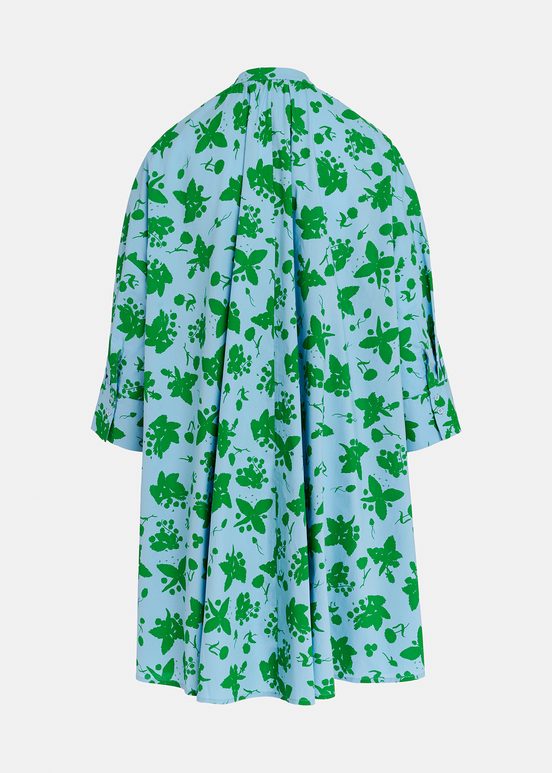 Robe chemise à imprimé fleuri vert et bleu clair